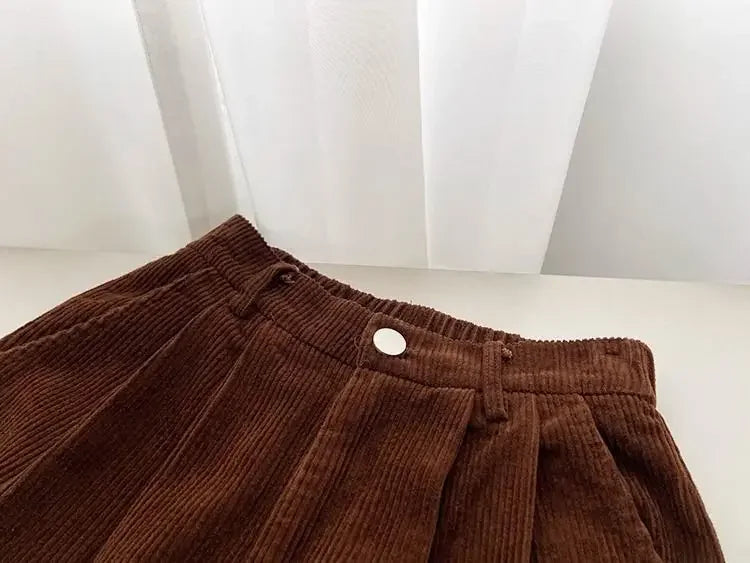 Vintage High Waist Corduroy Pants Women Spring Fall Straight Causal Full Length Trousers Korean Fashion Baggy All Match Pant New