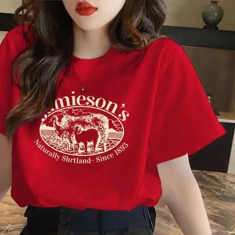 New Style Loose Fit Half Sleeve T-Shirt Women's Pure Cotton Short Sleeve Korean Version Couple Top For Hong Kong Fashion