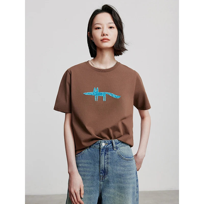 TOYOUTH Women Short Sleeve T shirt 2025 Spring New Tops 8521035