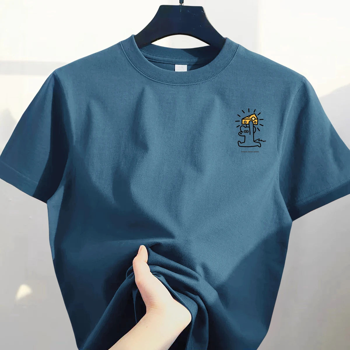 Pure Cotton ort Sve T-irt ex Outlet Store Heavyweight Sweat Absorbent Brand Tag Summer Faion Urban Sle round Ne