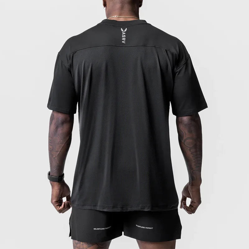 Men's Summer Casual Loose Oversized T-shirt O-Neck Short Sleeve Tee Male Quick Dry Breathable Gym Fitness Undershirt Clothing