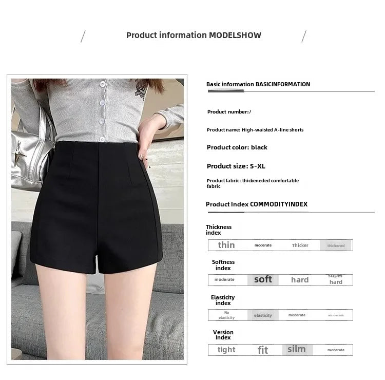 Women's High-waisted Petite Black Outer Wear Shorts 2024 Summer New Style Lost Underwear Cheeky Curvy Hot Pants