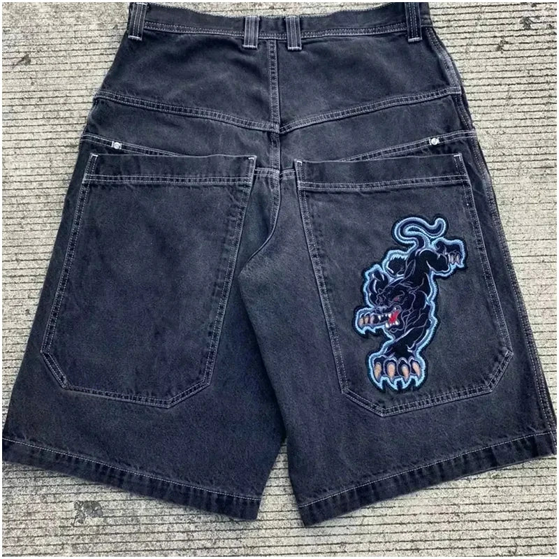 Y2K Baggy Shorts Gothic American Pocket printing Denim Gym Shorts 2000s vintage Streetwear Hip Hop Men Women Basketball Shorts