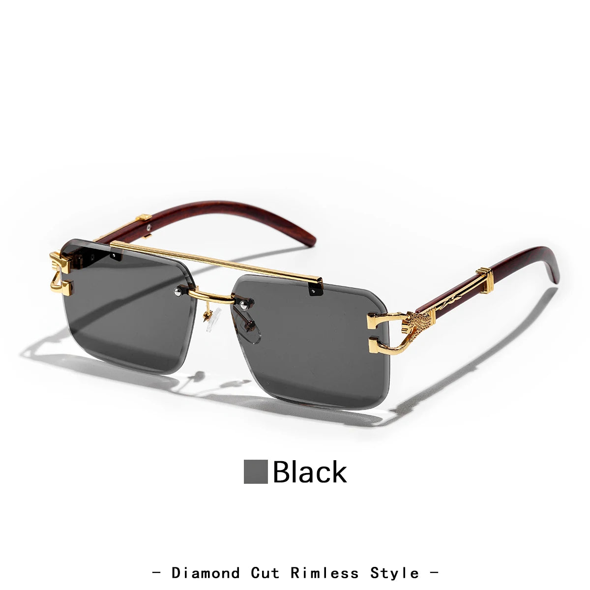 Ruiao Rimless Pilot Luxury Designer Brand Square Sunglasses Diamond Cut Shades UV400 Frameless Eye Glasses for Men And women
