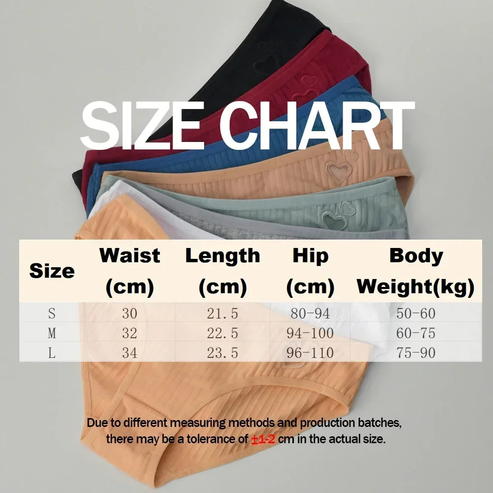 3Pcs Women's Cotton Briefs Underwear Hollow Heart Panties Woman Soft Breathable Female Panties Intimate Lingerie Underpants New