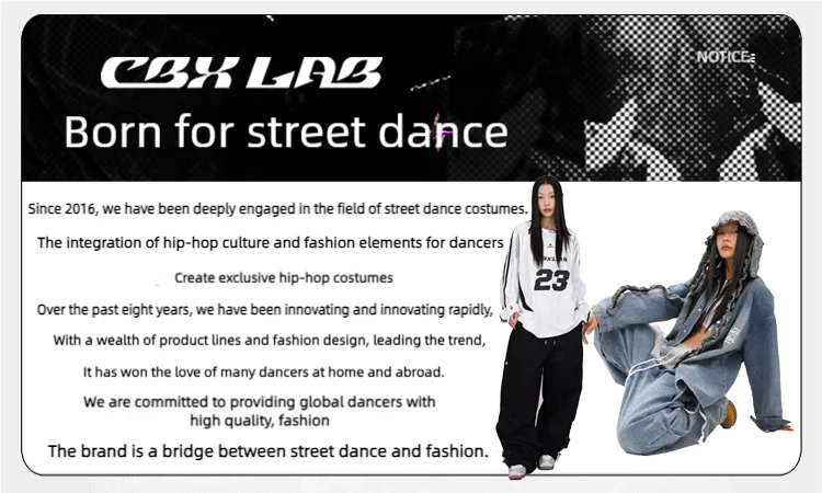 CBXLAB Street Dance Women'sWhite denim patchwork distressed dance pants with long design for jazz dancers, spicy and casual