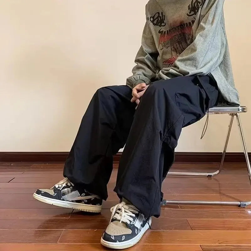 2025 New Men's Overalls Multi-Pocket American Hiphop Pants Men's Ins High Street Spring And Autumn Bunched Foot Assault Pants