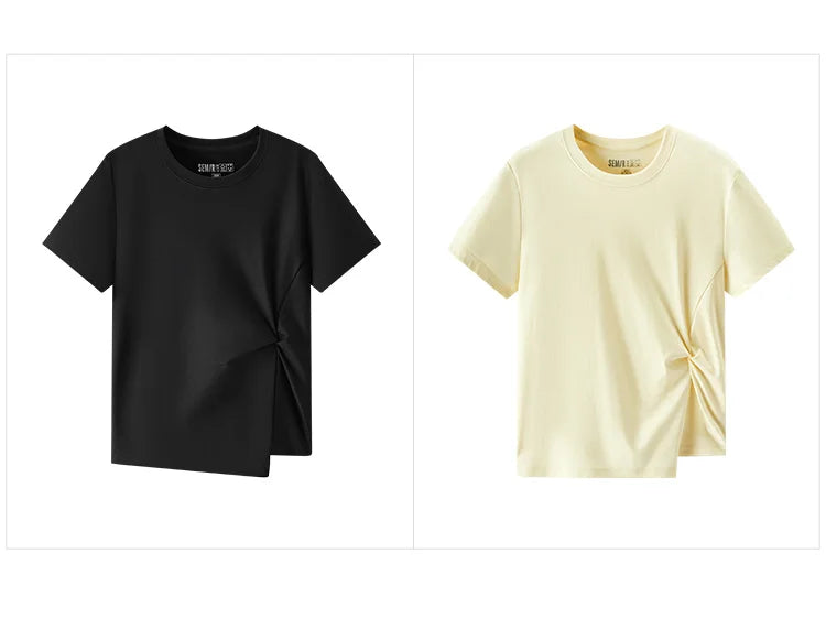 Semir Twist Knot Design Short Sleeve Tee Women Slim Fit 2025 Summer New Fashionable Casual Top