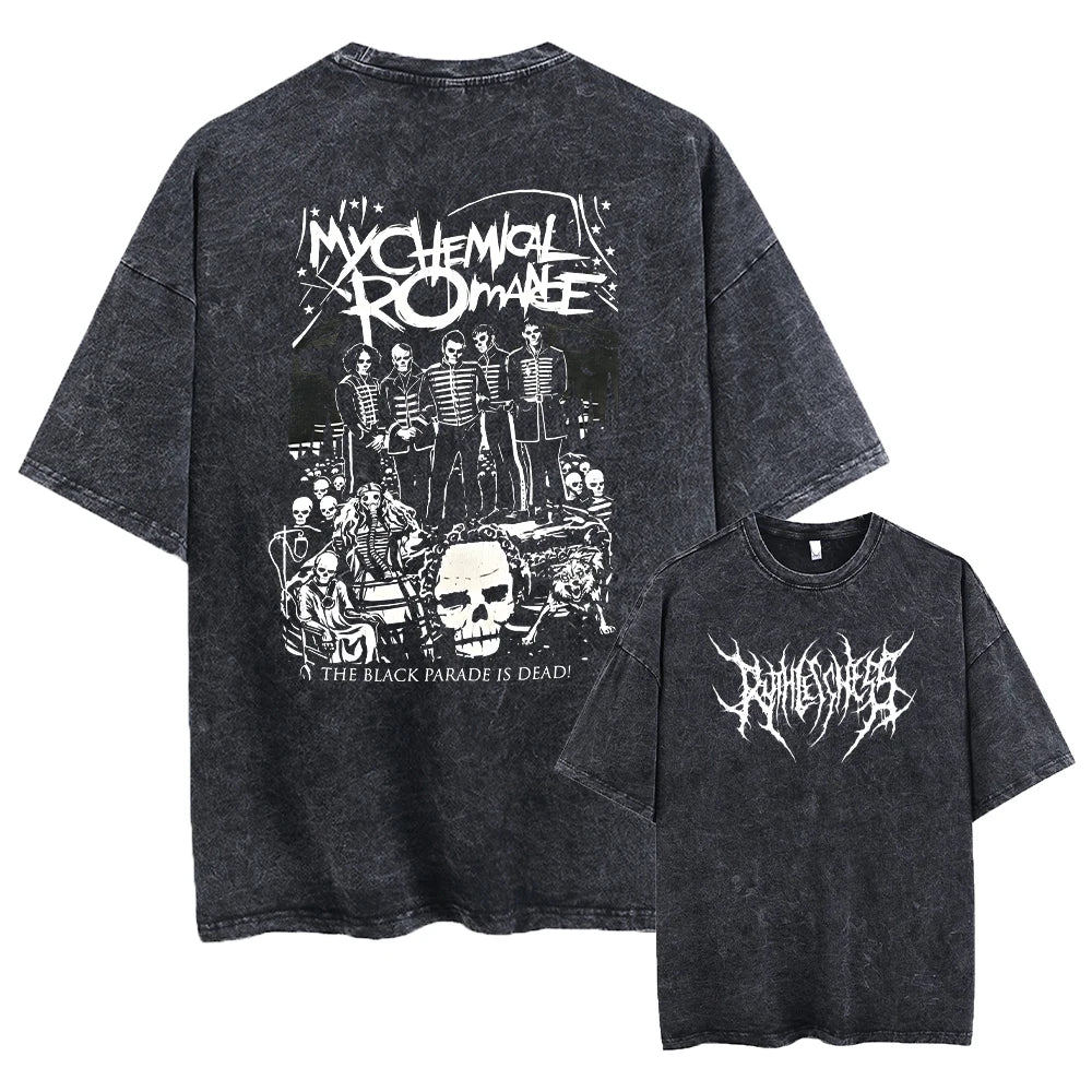Oversized Acid T Shirt My Chemical Romance Mcr Dead Men's TShirt Black Parade Punk Emo Rock Summer Fashion Top Clothing Unisex