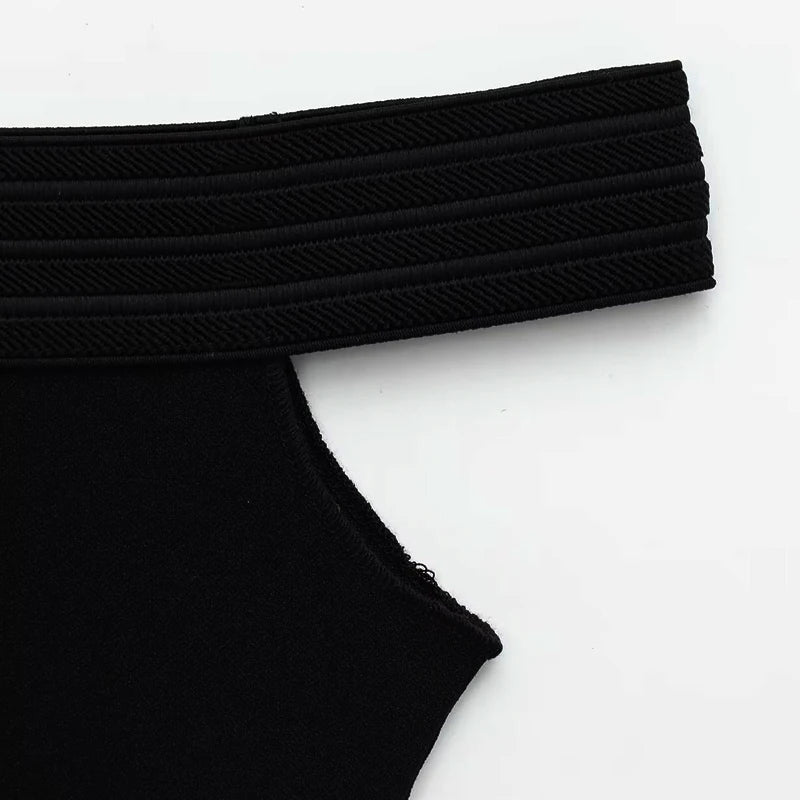 TRAF Black Bodysuit Women Off Shoulder Slimming Sexy Tops Elegant Spandex Corset Bodycon Bodys Sleeveless Thong Bodysuit Woman