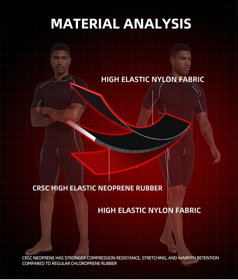 1.5MM/3MM CRSC Neoprene wetsuit Men Split Short Sleeve Shorts Diving Surfing Suit Women's Sun Protection Warm Swimming Suit