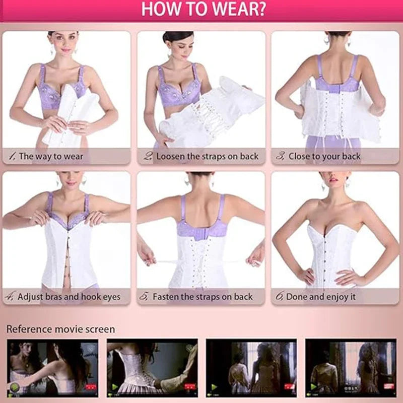 BurVogue Women Lace Up Sexy Floral  Boned Corset Overbust Body Shaper BustierLingerie Bodyshaper Top Corsets Top
