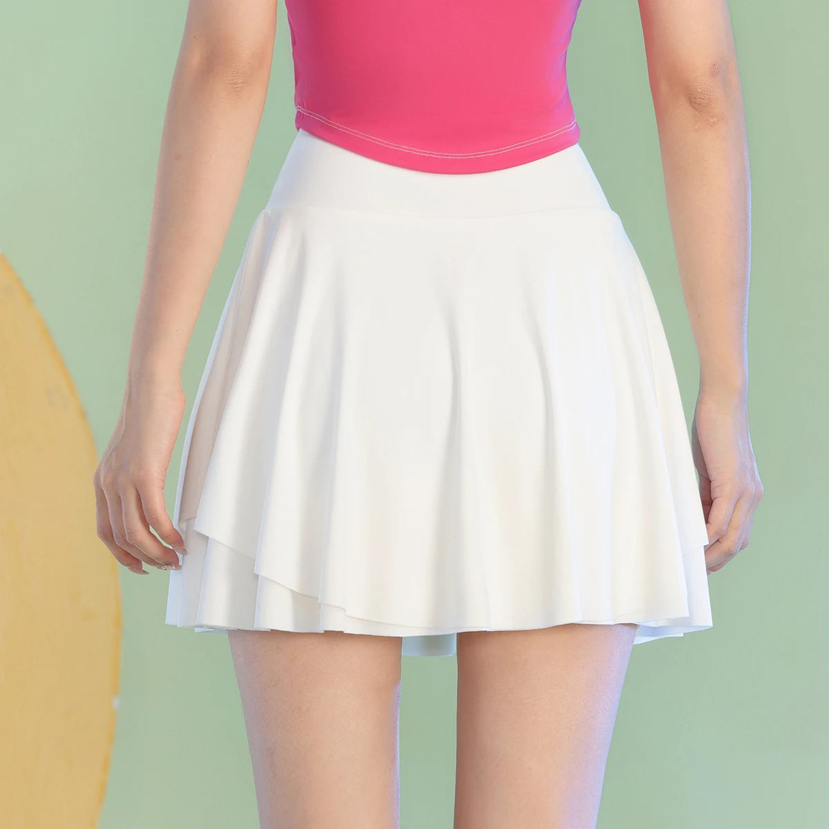 PHIGEER Summer Pleated Tennis Skirt Women Quick Drying High Waist Mini Skirt with Lining for Fitness Dance Sprints Sports Shorts