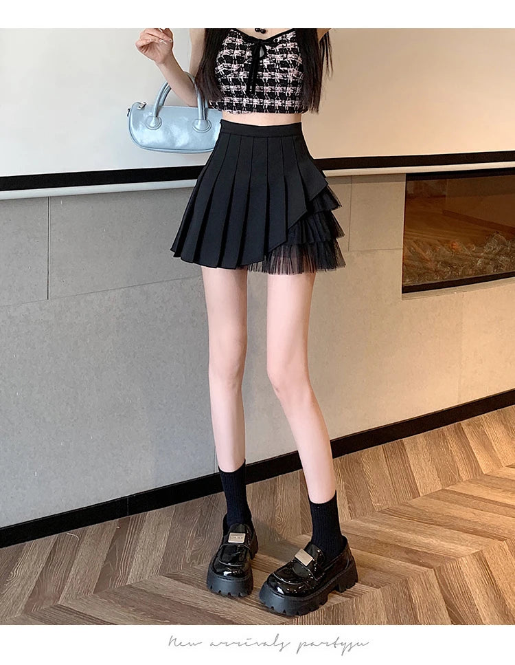 Slimming A-Line  Skirt for ort Women High Waist Pleated Tulle f Body Skirts Commute Sle Summer Collection
