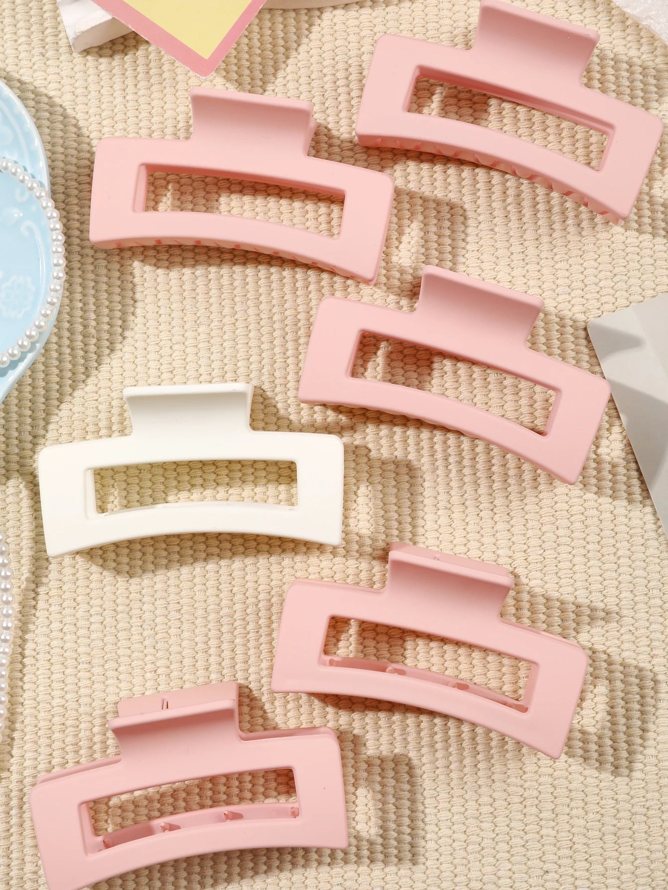 7 Pcs Big Hair Claw Clips 3.4" Non-slip Big Square Matte for Women Girls, Strong Hold Banana Clips for Thick Thin Hair