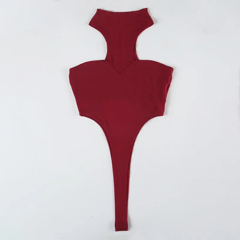 Red Lingerie Sexy Bodysuit Transparent Mesh Body Feminino Neck-mounted One-pieces Backless Tops For Women Y2k Clothes Bustier