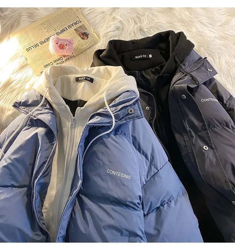 Y2K Multi-functional Fake Two Pocket Zipper Down Jacket Thick Coat Korean Version Winter New Winter Leisure Cotton Clothes Women