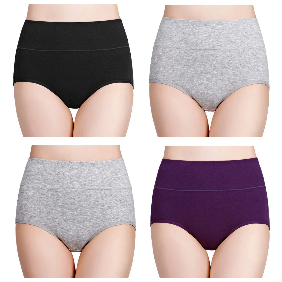 4pcs/pack High Waisted Postpartum Underwear Womens Cotton Underwear Soft Breathable Full Coverage Stretch Panties