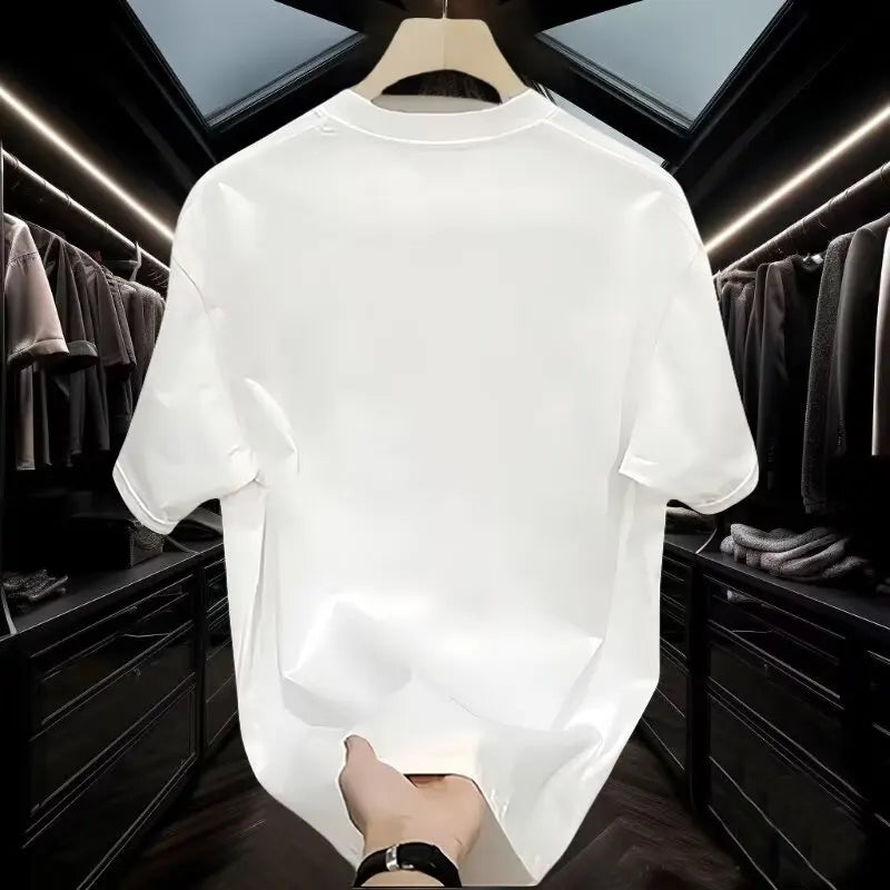 Summer Men's Cotton T-shirt Oversized Loose  Retro Trendy Printed Top High Quality Men's Clothing High Street Fashion Sweatshirt