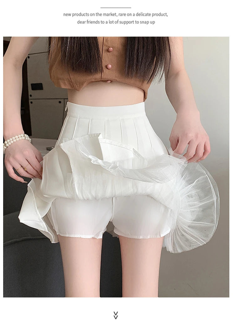 Slimming A-Line  Skirt for ort Women High Waist Pleated Tulle f Body Skirts Commute Sle Summer Collection