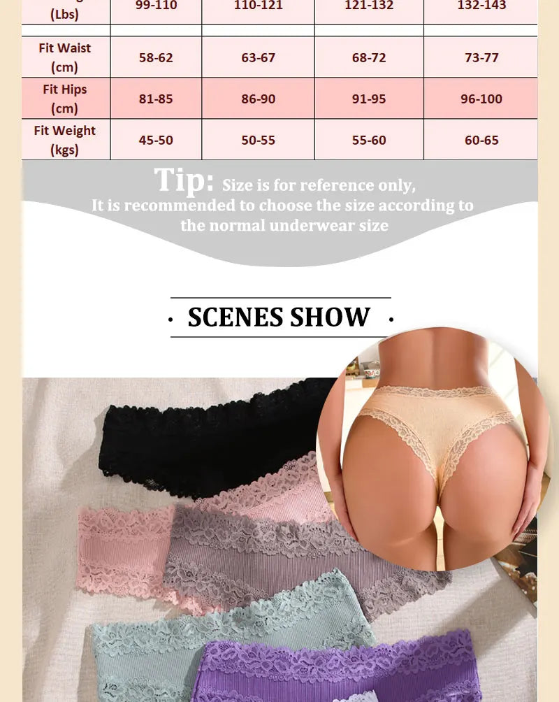 7PCS/Set Women Sexy Lace Panties Seamless Cotton Brazilian Panties Girls Breathable Sexy Low Rise Underwear Female Soft Lingerie