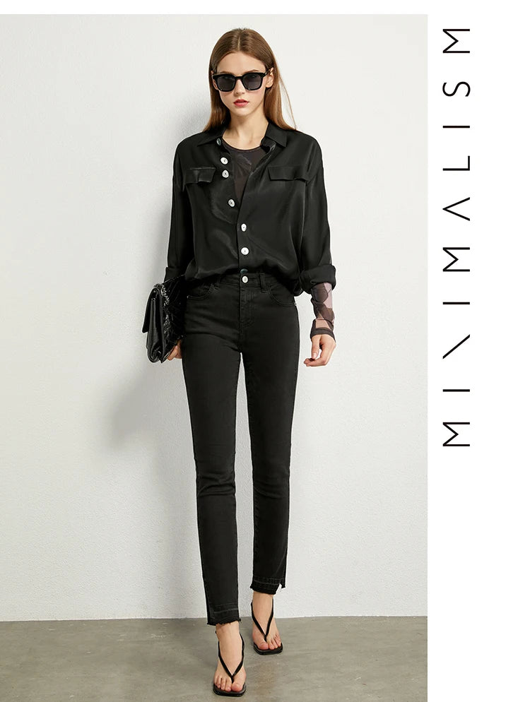 AMII Minimalism Long sleeve T-shirts for Women 2025 Spring New Bottoming Shirt Mesh Printing Inside Slim Trendy Tops 12421003