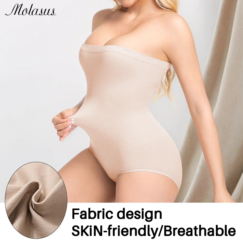 1 Piece Women Shapewear Bodysuit Removeable Shoulder Strap Body Shaper Seamless Tummy Control Slimming Flat Belly for Underwear