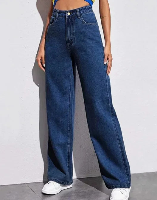 High Waist Washed Ladies Jeans Long Straight Fashionable Versatile New 2025 Cross-Border Women's Denim Pants Chinese Style