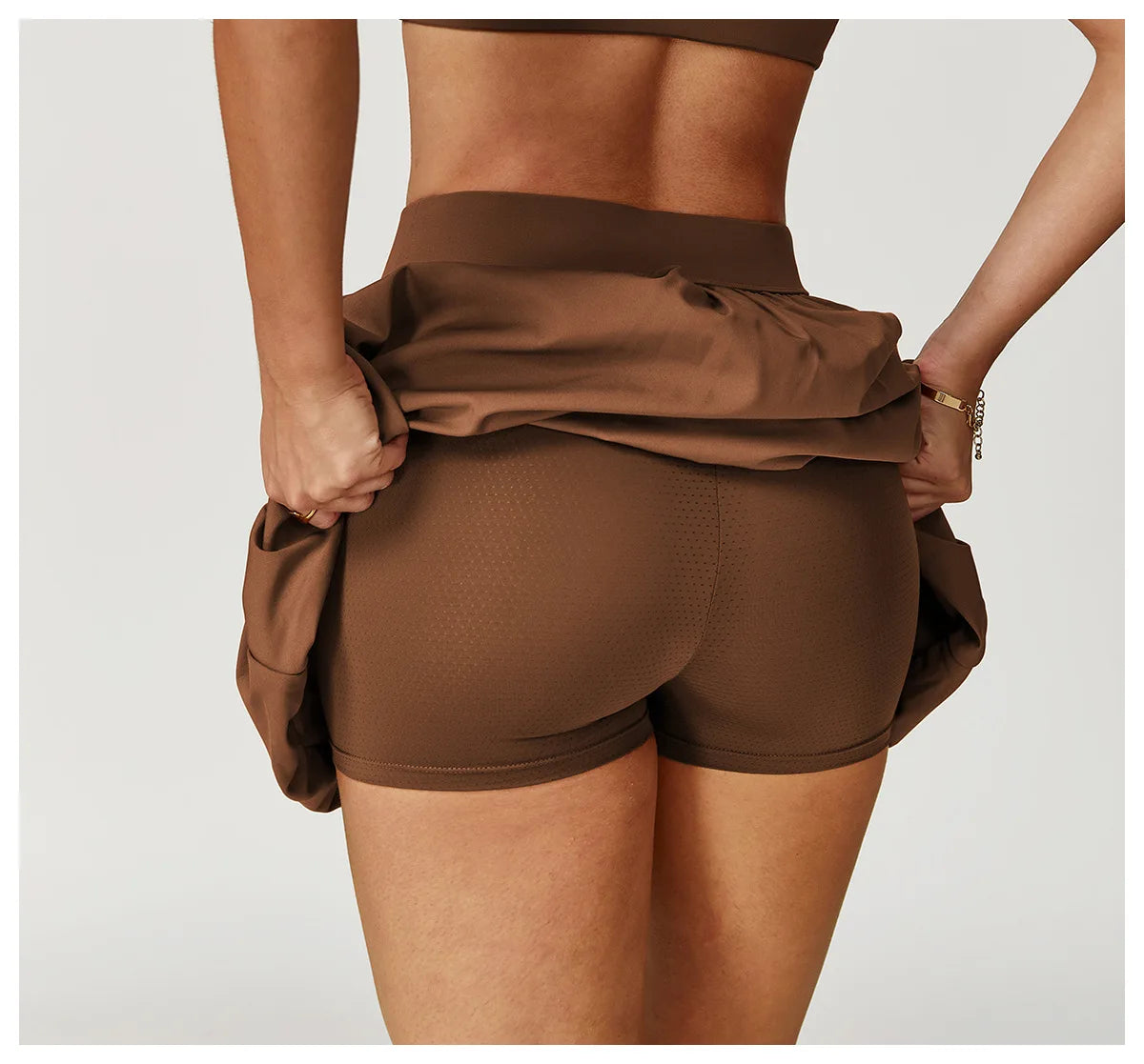 Quick Drying Tennis Short Skirt Women's Yoga Short Skirt Anti Glare Breathable Pocket Puffy Skirt Running Sports Short Skirt