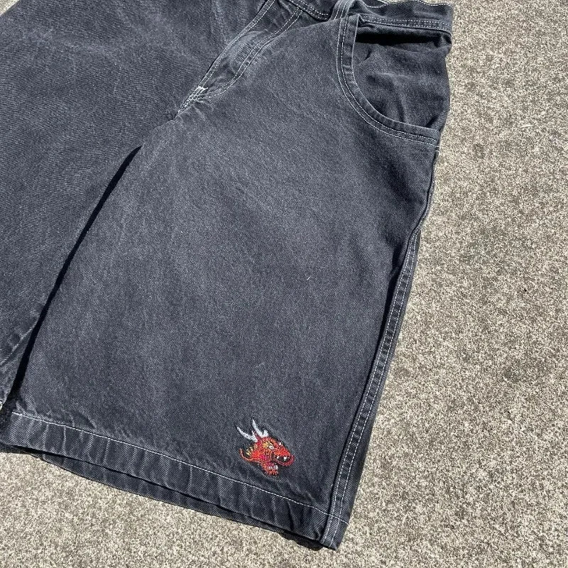 Y2K Baggy Shorts Gothic American Pocket printing Denim Gym Shorts 2000s vintage Streetwear Hip Hop Men Women Basketball Shorts