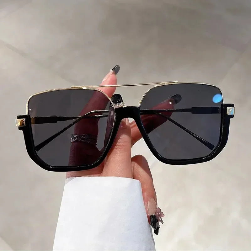 2025 New Vintage Oversized Sunglasses Fashion Men Women Square Shades Eyewear Trendy Ins Popular Brand Design UV400 Sun Glasses