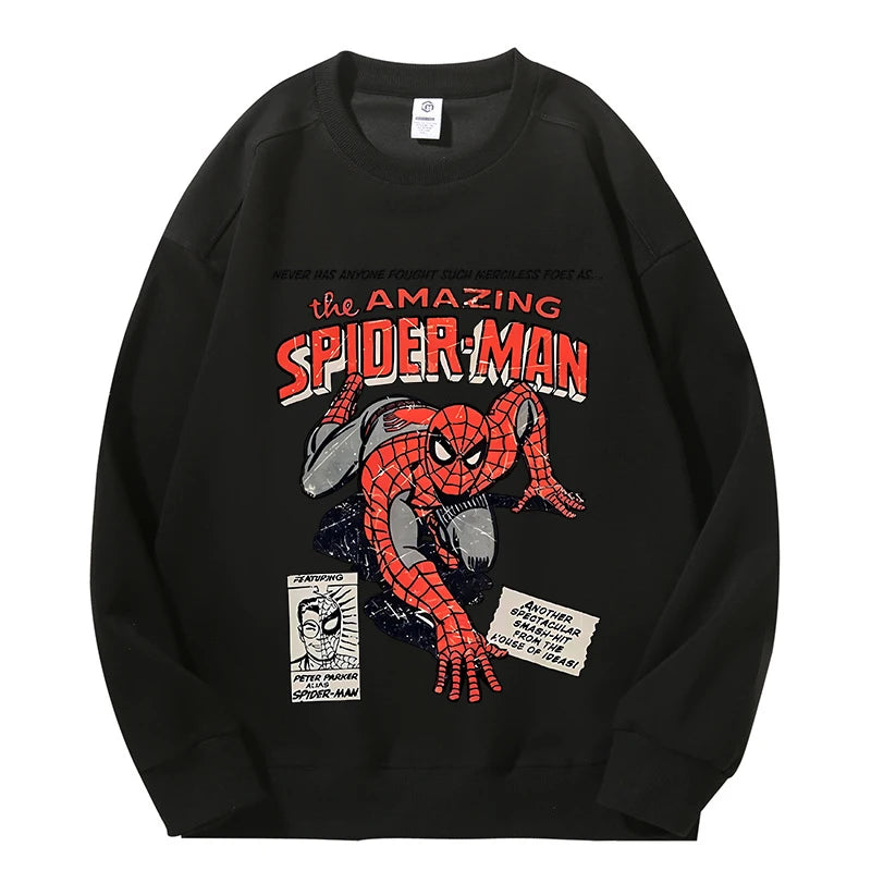 High Quatily Cotton Spiderman Print Sweatshirt Crew Neck Casual Pullovers Streetwear Sweatshirts for Women Long Sleeve Clothing