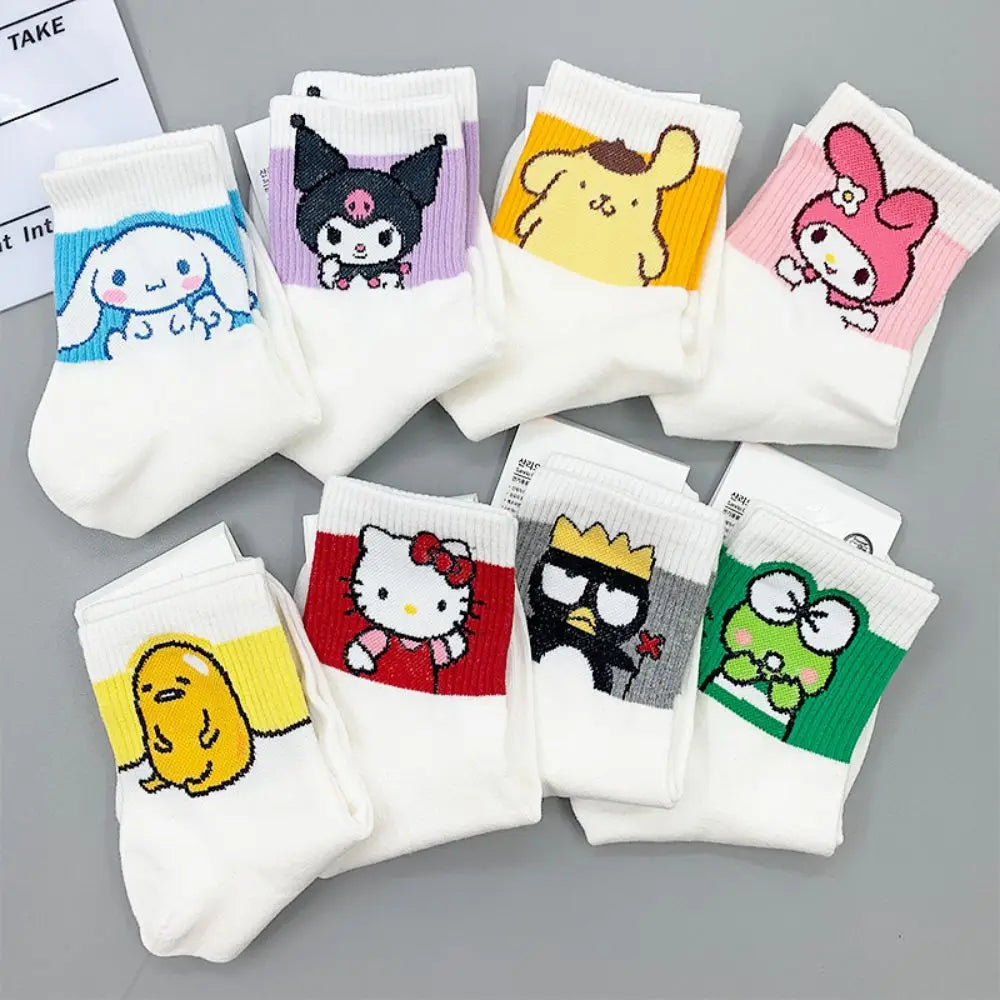 Kawaii Socks Anime KT Kuromi Autumn Winter Sweet In The Tube Cartoon Socks Cute Girls Cotton Warm Sock