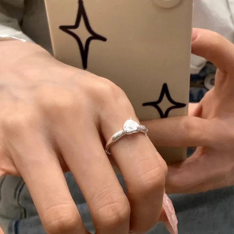 925 Sterling Silver plated Liquid Lava Hetian Jade Bamboo Ring for Women Girl Gift Irregular Vintage Jewelry Dropshipping