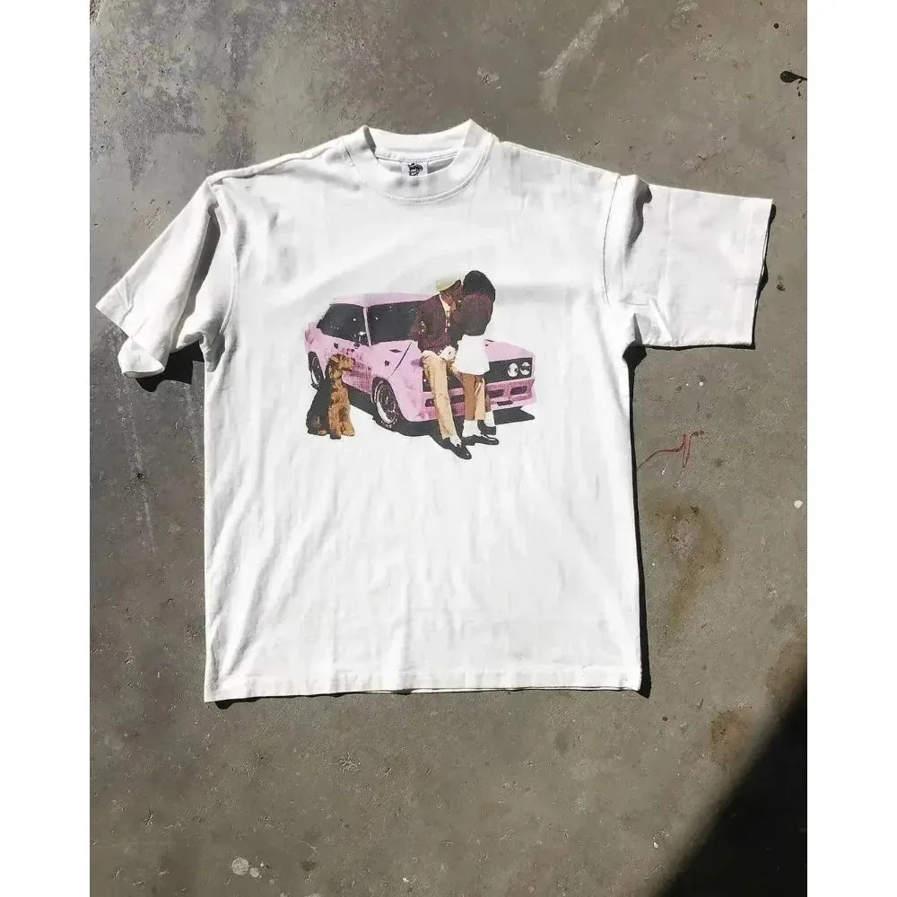 Harajuku Vintage Fashion Oversized Shirt Street Hip Hop Letter Printing T Shirt Y2K Tops Loose Slim T-shirt for Men and Women