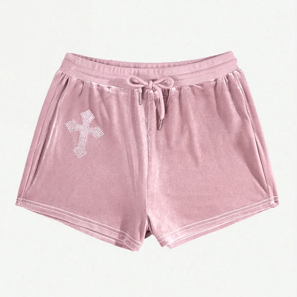 Mia Muse Shorts Spring Summer Korean Fitting Slim Diamonds Drawstring Natural Waist Short Streetwear Shorts For Women