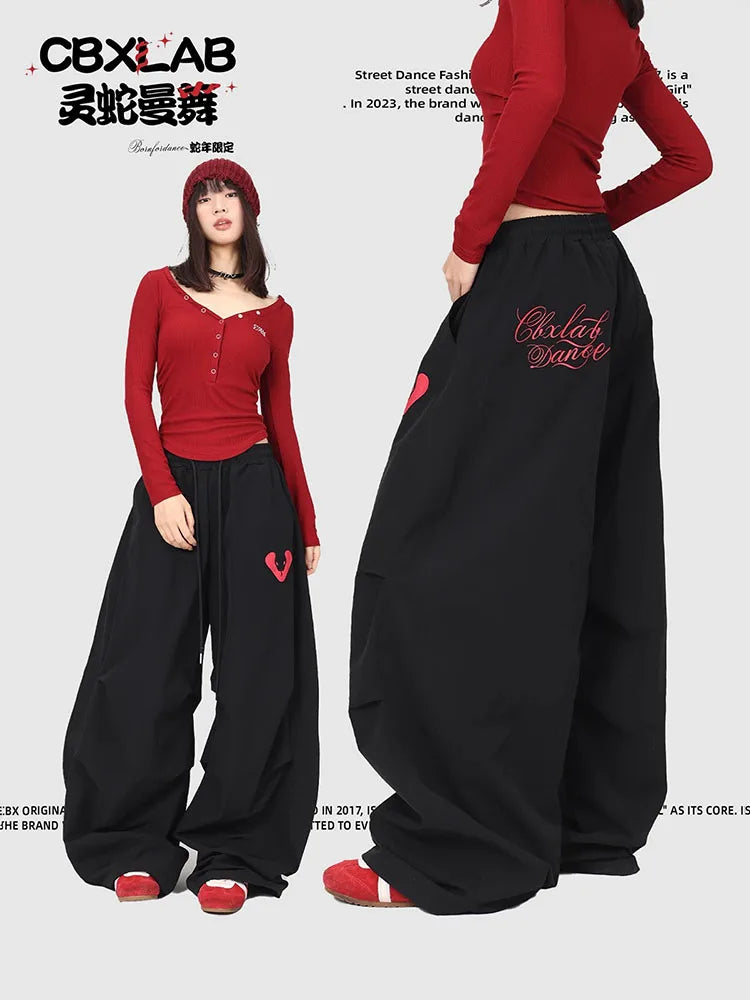 CBXLAB Street Dance Women' s Black snake hip hop quick-drying long pants jazz spicy girl casual pants kpop sports pants trendy