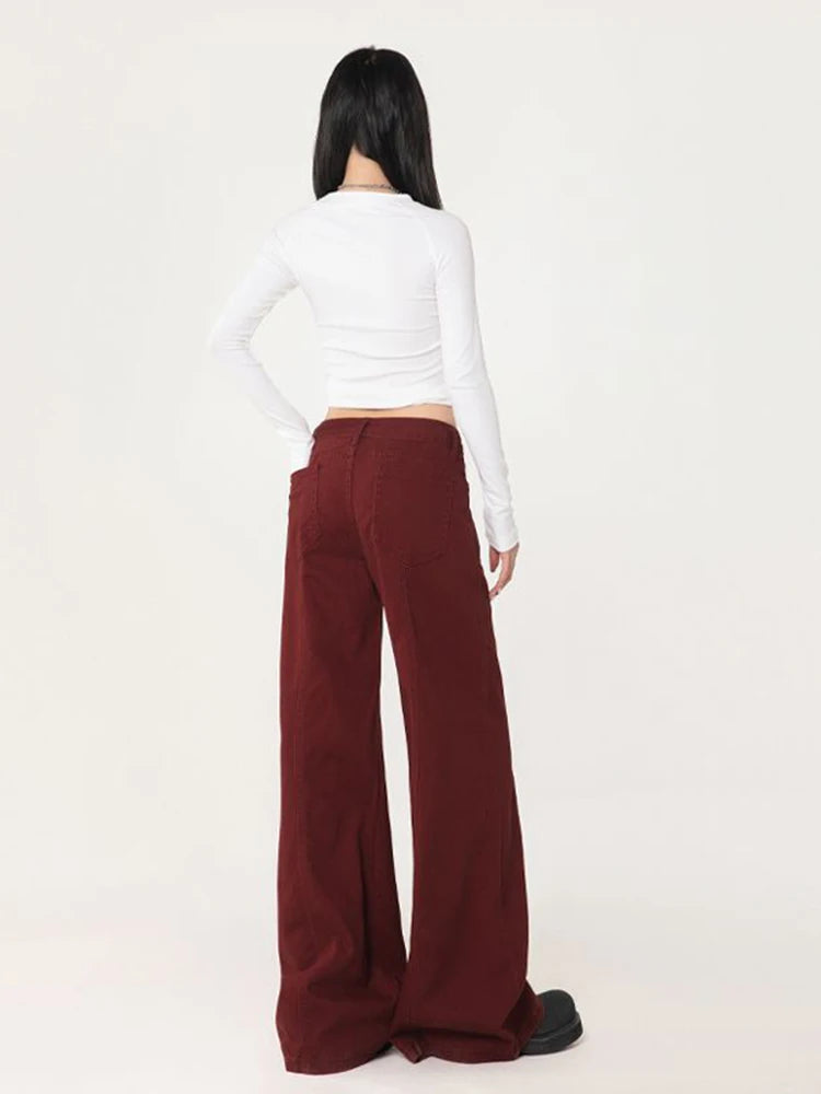 WCFCX STUDIO Women's Casual Baggy Jeans Streetwear Vintage Wide Leg Denim Pants Female Fashion Straight Trousers 2025 New