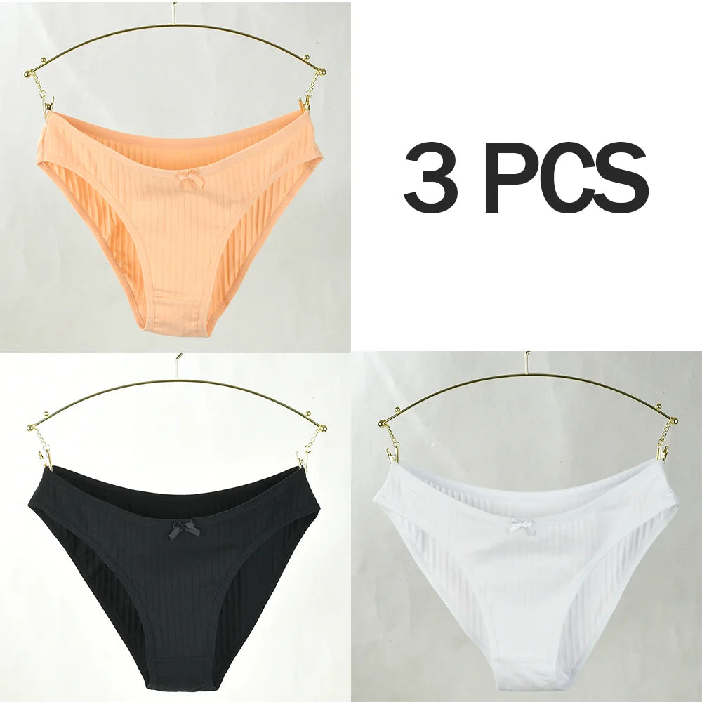 3pcs Women Panties Sexy Underwear Pure Cotton Underwear Panties For Student CuteMid-Waisted Briefs Female Ventilation Underpants