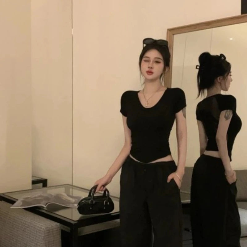 Sexy Women's T-shirt Short Sleeve Female Top Aesthetic Clothing One Pieces Korean Reviews Clothes Clearance Cheap Many Youthful