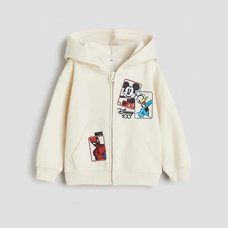 1-6 Age Boys Clothes Jacket Disney Cartoon Fashion Loose Hooded Outerwear Children Clothing Long Sleeved Kids Girl Boy Jackets