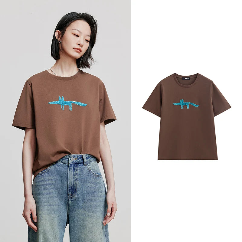 TOYOUTH Women Short Sleeve T shirt 2025 Spring New Tops 8521035