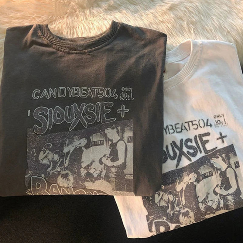 Hip-hop Women's T-shirt Oversized Streetwear Vintage T Shirt Grunge Harajuku Short Sleeve Y2k Tops Female Fashion Clothes Tee