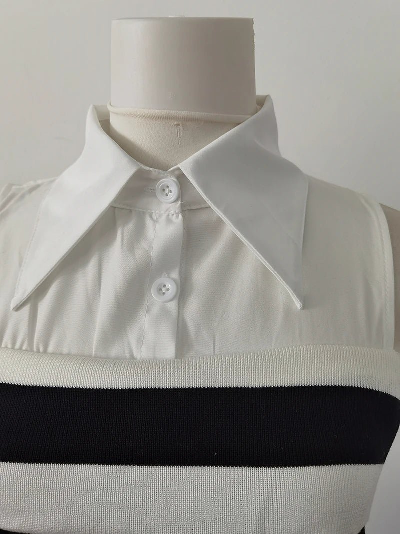 Hot Girl Off Shoulder Long-sleeved Knitted Dress Women's Autumn Fake Two-piece Shirts Spliced Sexy Wrapped Hip Short Dress