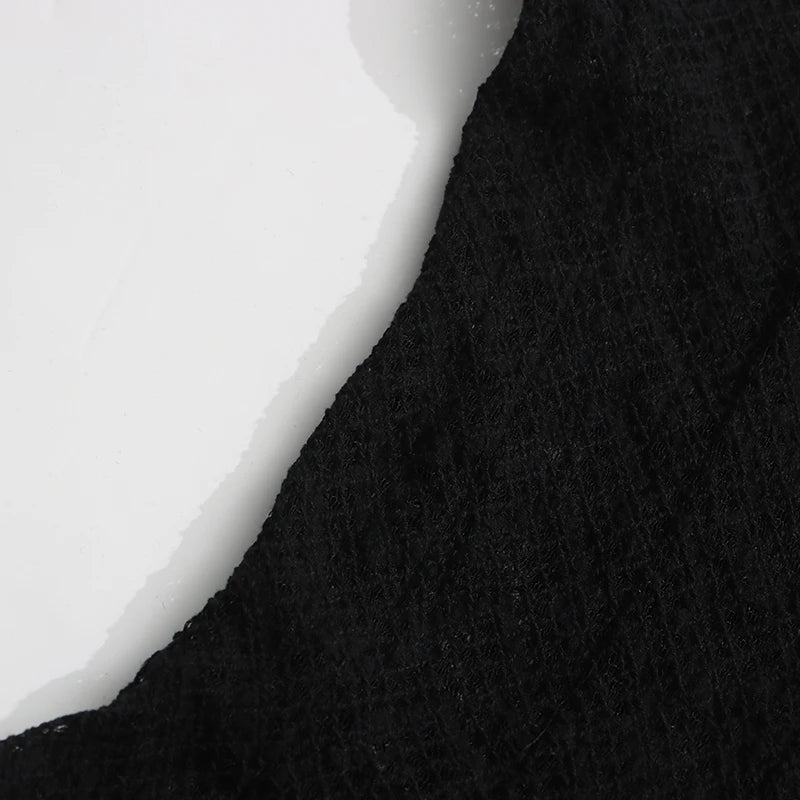 TWOTWINSTYLE Solid Hollow Out Slimming Dresses for Women O Neck Long Sleeve High Waist Temperament Dress Female Fashion