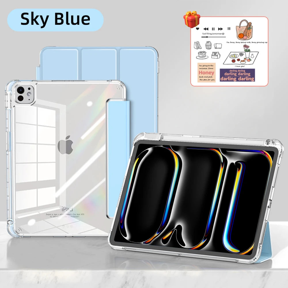 Transparency Case for 2024 iPad Pro 13in 11in M4 Air 11-inch 13-inch M2 iPad 10th Gen 10.9 Air 4/5 iPad 7/8/9th 10.2 5/6th 9.7in
