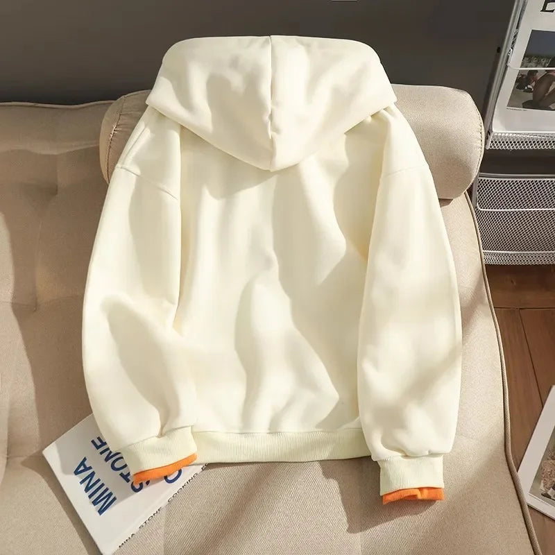 American stitching fake two-piece thin hooded sweater women's spring and autumn new fashion casual coat loose lazy loose top