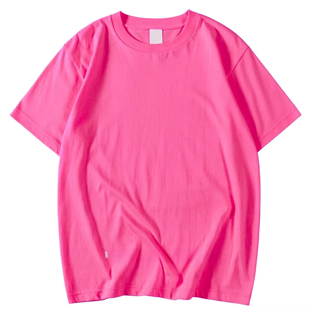 New Candy Color 100% Cotton T-Shirts Men Women 14 Colors Oversized Short Sleeves High Quality Brand Tee Clothing Soft T Shirts