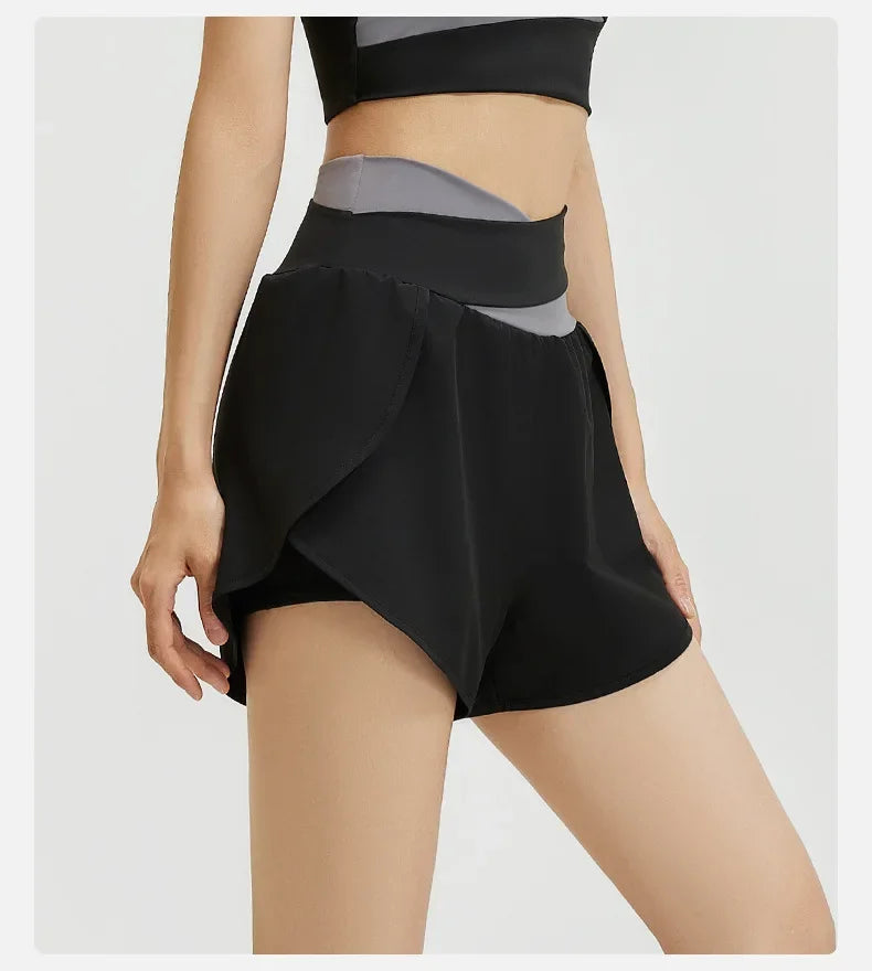 High Waist Workout Skorts for Women - Quick Dry Breathable Yoga Skirt Shorts, Anti-Ride Running Fitness Wear with Inner Liner"