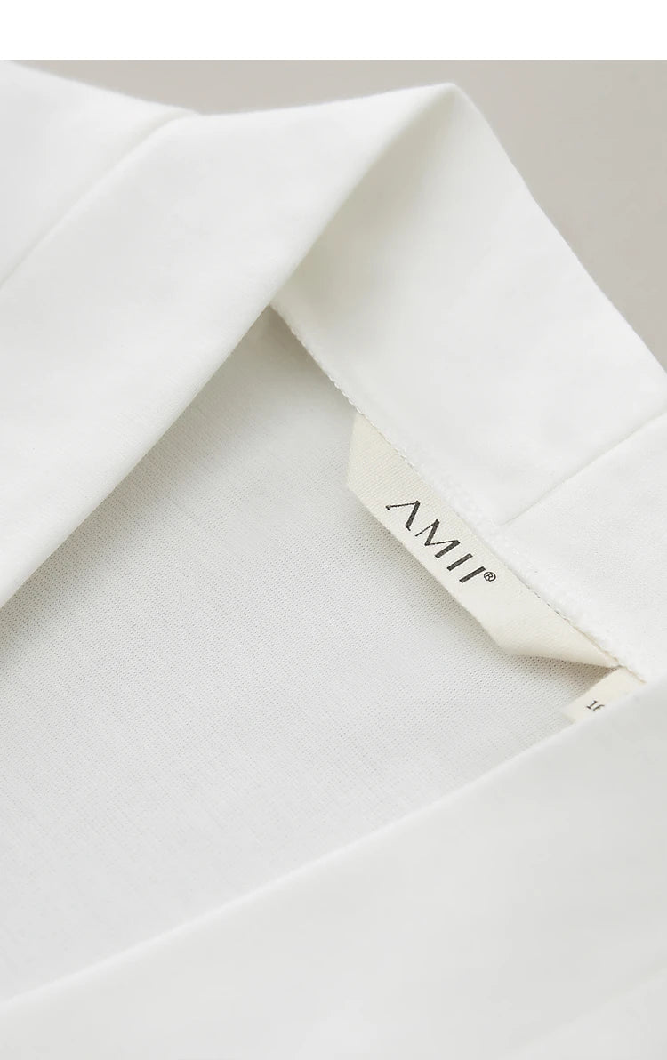 AMII Minimalism 2023 Summer Women's T-shirt Classic Style Casual V-neck Short Sleeve Solid Stretch Female Tops & Tees 12312013